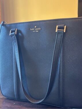 kate spade Navy Saffiano Leather Tote with Gold Hardware